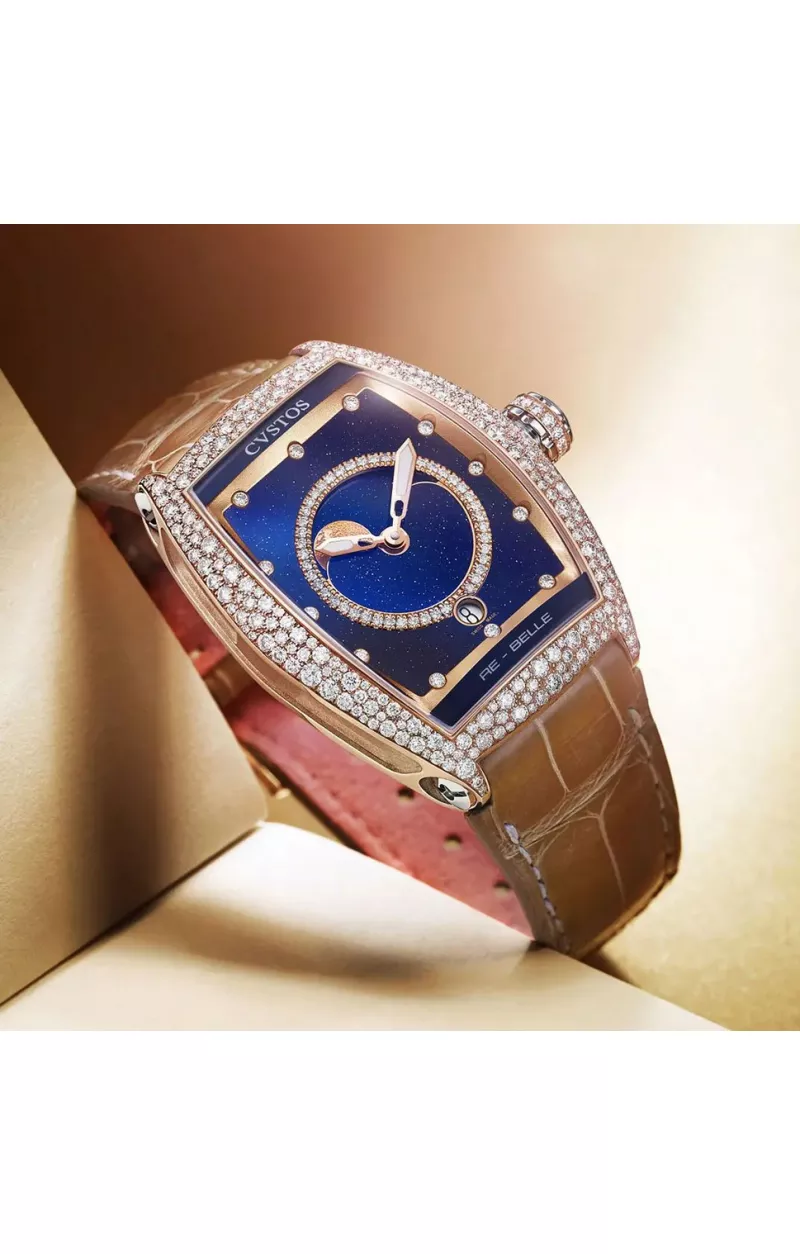 Re-Belle Moon 5N Red Gold / Diamond Snow Setting Blue Aventurine