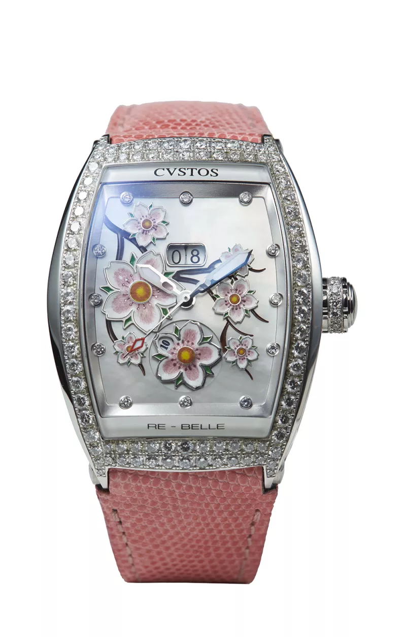 vstos the Time Keeper - Re-Belle Sakura Steel / Diamond 1 Row White MOP