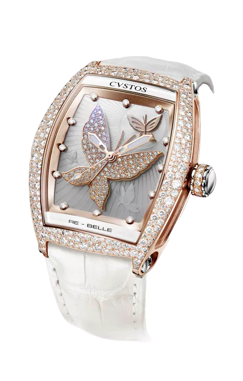 vstos the Time Keeper - Re-Belle Papillon 5N Red Gold / Diamond Snow Setting / Diamond Butterfly / White MOP