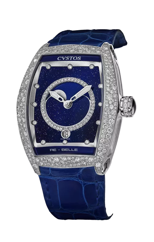 Cvstos the Time Keeper - Re-Belle Moon Steel / Diamond Snow Setting Blue Aventurine