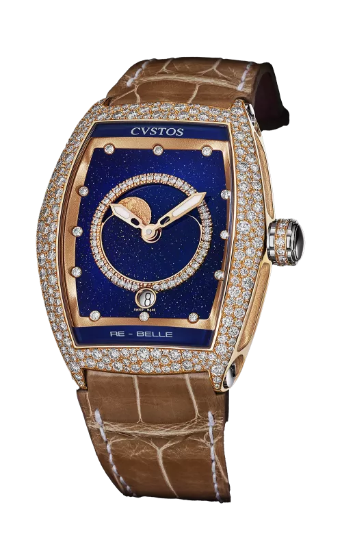 Cvstos the Time Keeper - Re-Belle Moon 5N Red Gold / Diamond Snow Setting Blue Aventurine