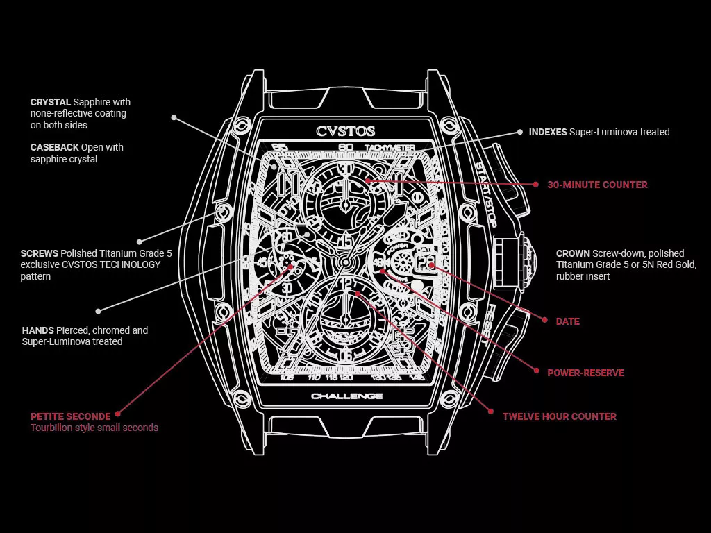 Cvstos The Time Keeper - Chronograph - Chronograph-S - Technical drawing
