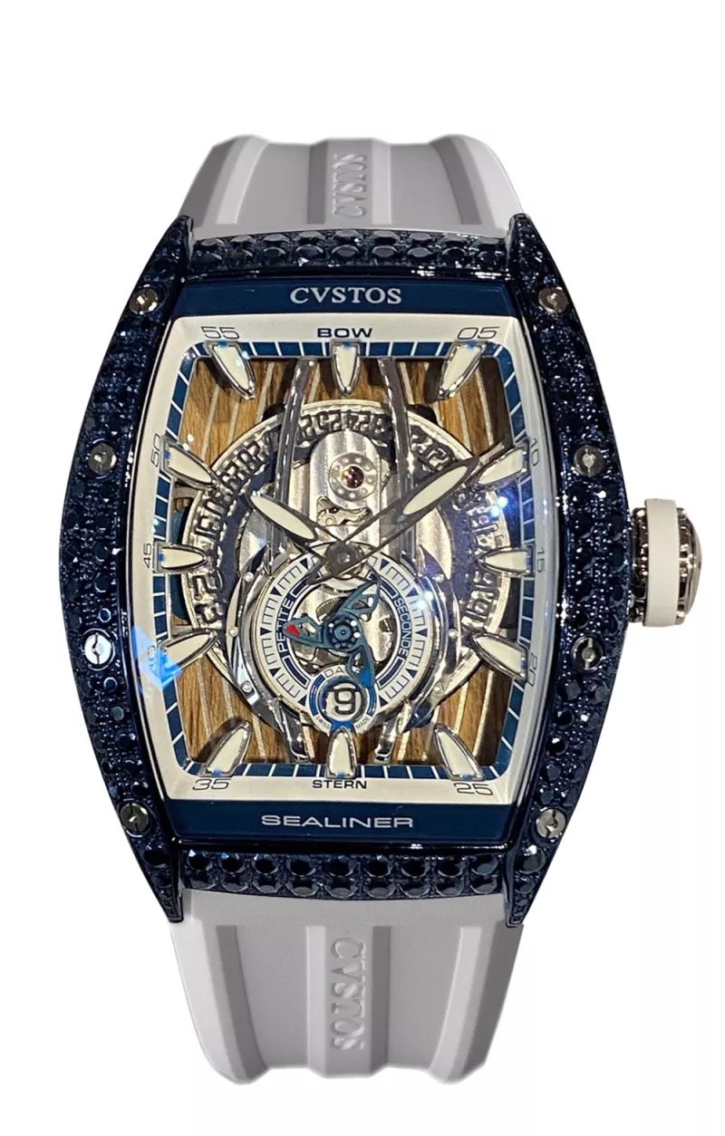 Cvstos the Time Keeper - Sealiner PS Navy Blue Steel / 2 Row Blue Sapphires