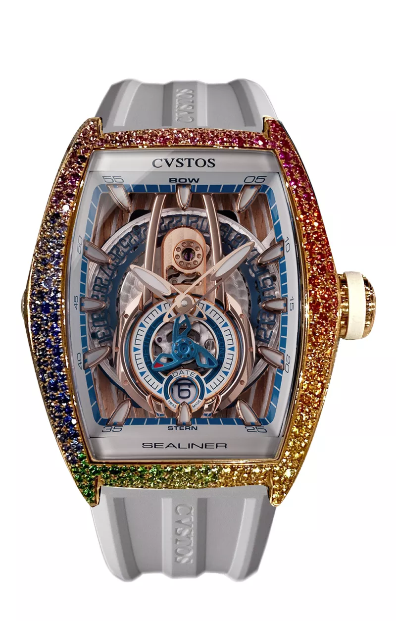 Cvstos the Time Keeper - Sealiner PS Bicolor 5N Red Gold / Rainbow Snow Setting