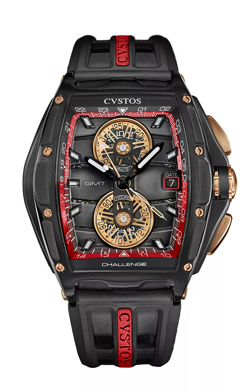 Chrono GMT Black Steel / Red Dial