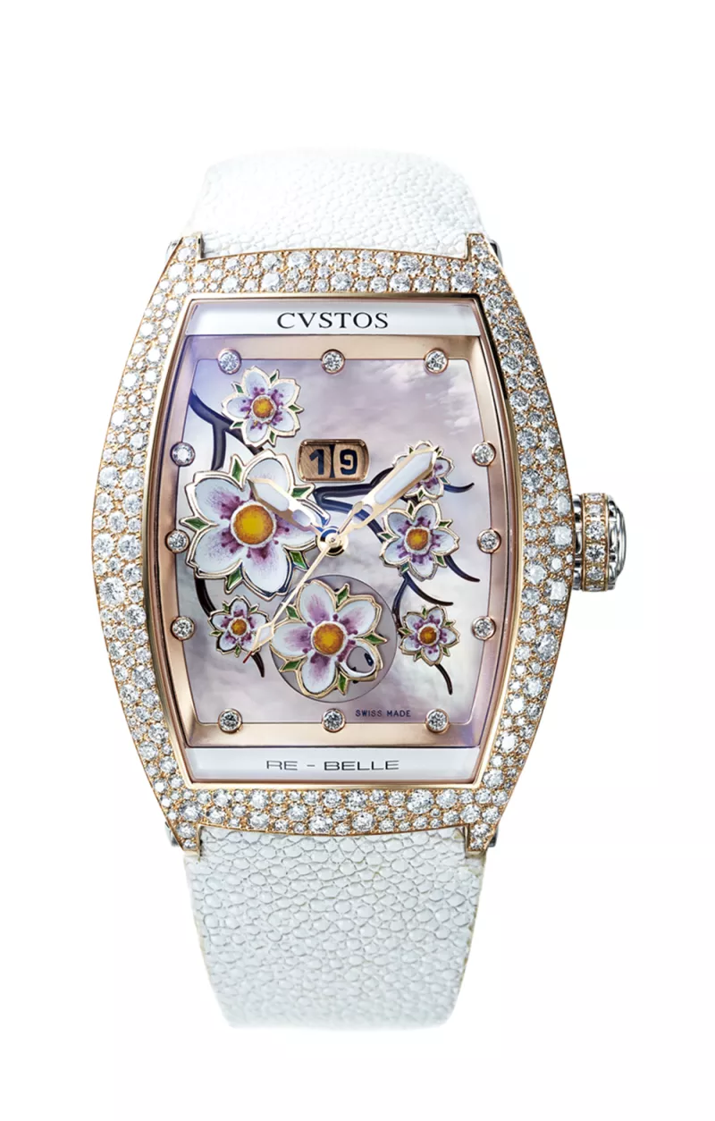 vstos the Time Keeper - Re-Belle Sakura 5N Red Gold / Diamond Snow Setting Rose MOP
