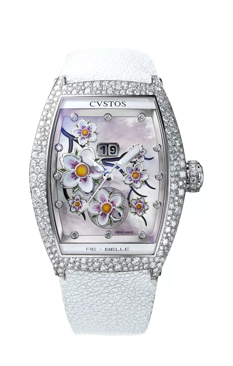 vstos the Time Keeper - Re-Belle Sakura Steel / Diamond Snow Setting White MOP