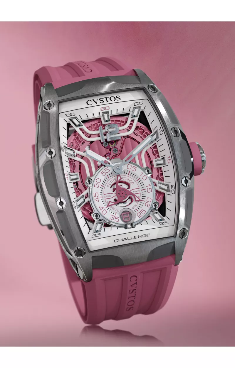 CHALLENGE THIRTY6 JETLINER PS STEEL/WHITE DIAL/PINK MVT 3