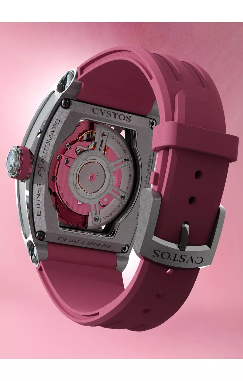 CHALLENGE THIRTY6 JETLINER PS STEEL/WHITE DIAL/PINK MVT Dos