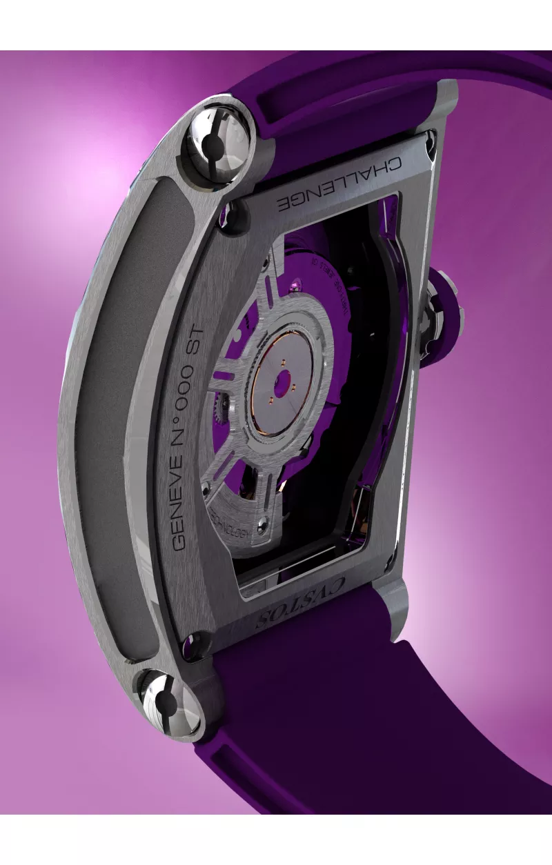 CHALLENGE THIRTY6 JETLINER PS STEEL/ WHITE DIAL/PURPLE MVT Dos