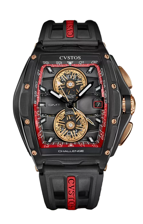 Chrono GMT Black Steel / Red Dial