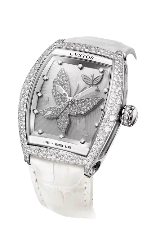 vstos the Time Keeper - Re-Belle Papillon Steel / Diamond Snow Setting / Diamond Butterfly / White MOP