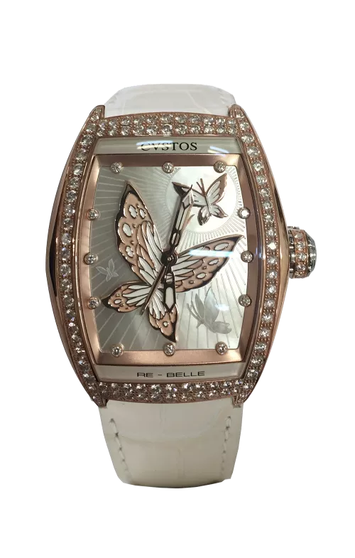 vstos the Time Keeper - Re-Belle Papillon 5N Red Gold / Diamond 1 Row / White Butterfly / White MOP