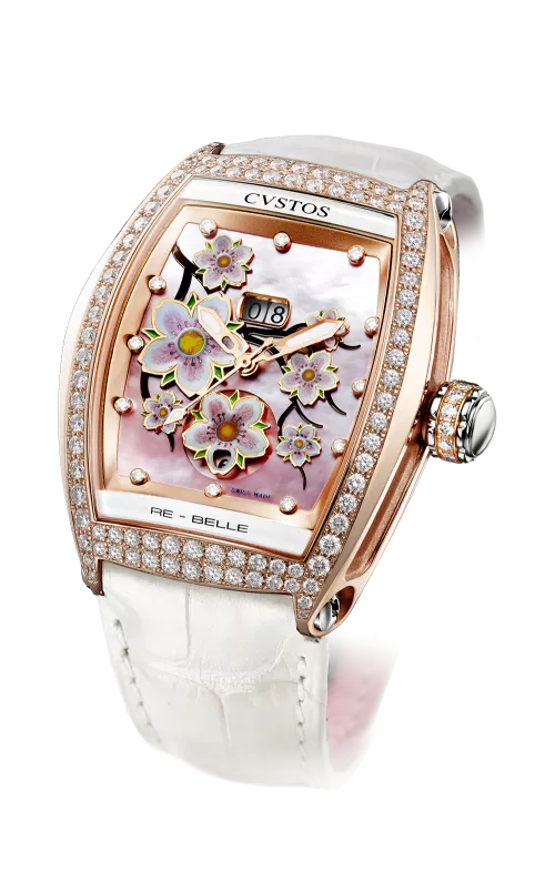 vstos the Time Keeper - Re-Belle Sakura 5N Red Gold / Diamond 1 Row Rose MOP