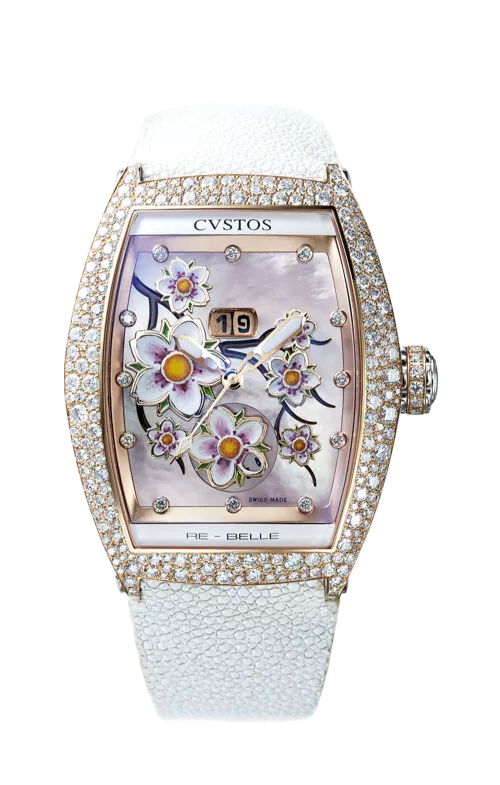 vstos the Time Keeper - Re-Belle Sakura 5N Red Gold / Diamond Snow Setting Rose MOP