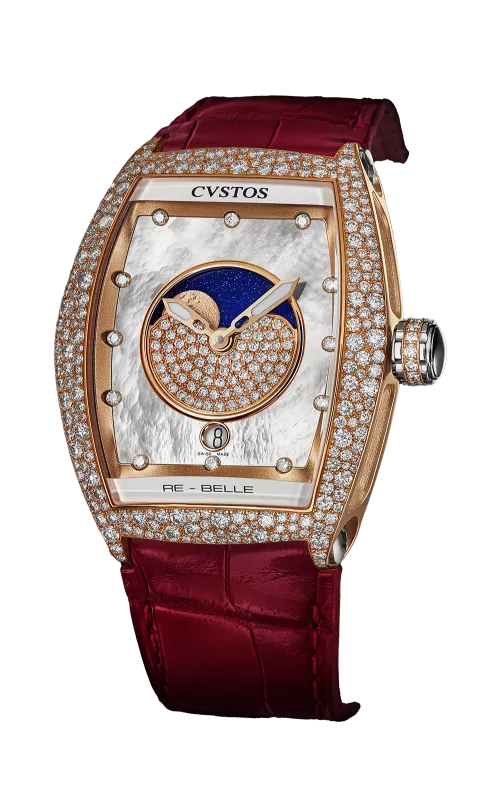 Cvstos the Time Keeper - Re-Belle Moon 5N Red Gold / Diamond Snow Setting White MOP