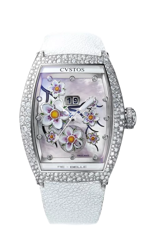 vstos the Time Keeper - Re-Belle Sakura Steel / Diamond Snow Setting White MOP